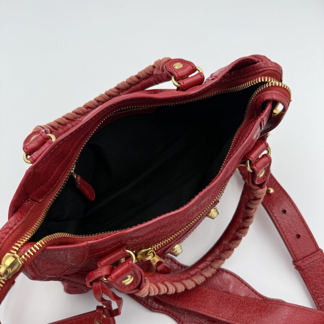 2015 Balenciaga Mini City Leather Red Handbag