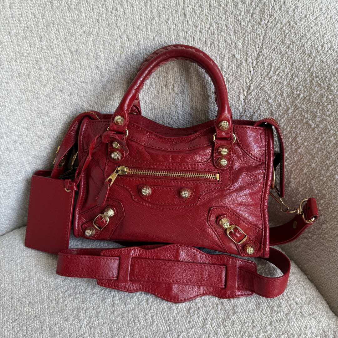 2015 Balenciaga Mini City Leather Red Handbag