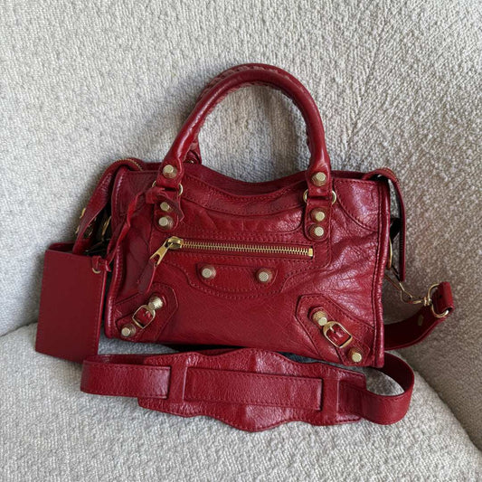 2015 Balenciaga Mini City Leather Red Handbag