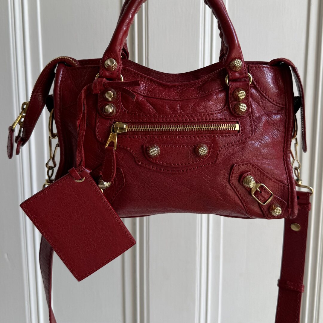 2015 Balenciaga Mini City Leather Red Handbag