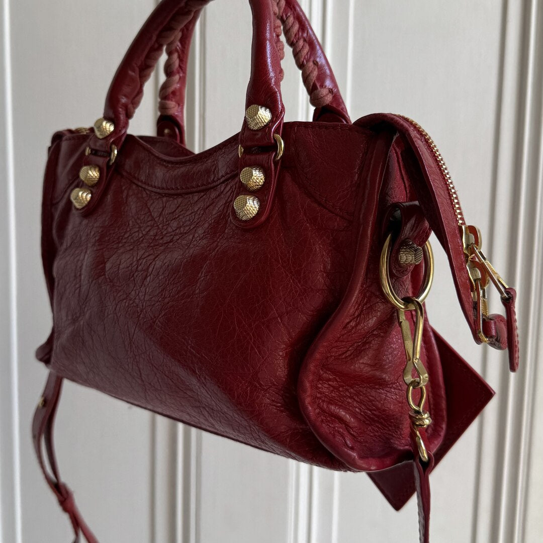 2015 Balenciaga Mini City Leather Red Handbag