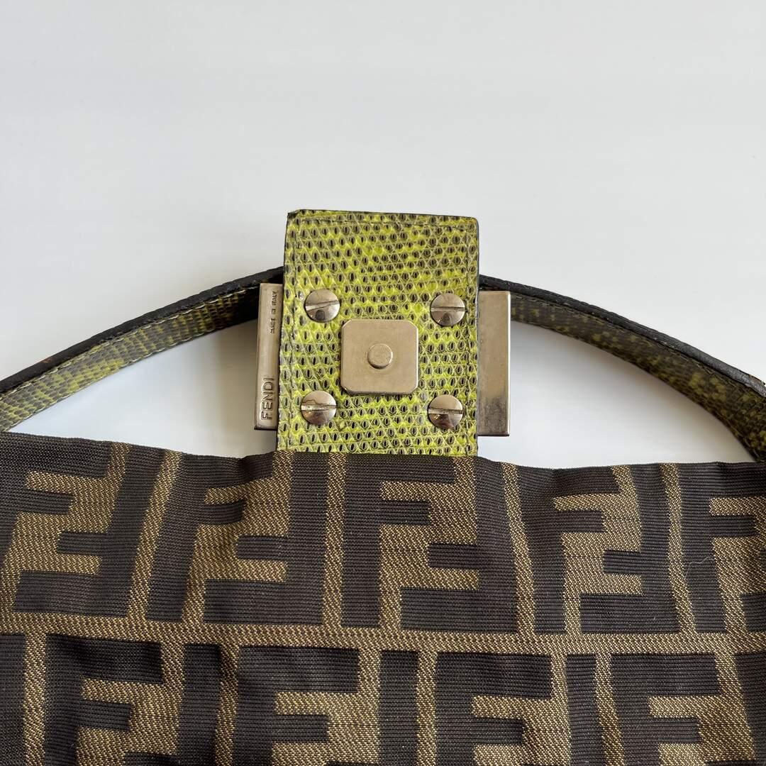 Fendi Zucca Beaded Baguette Shoulder Bag