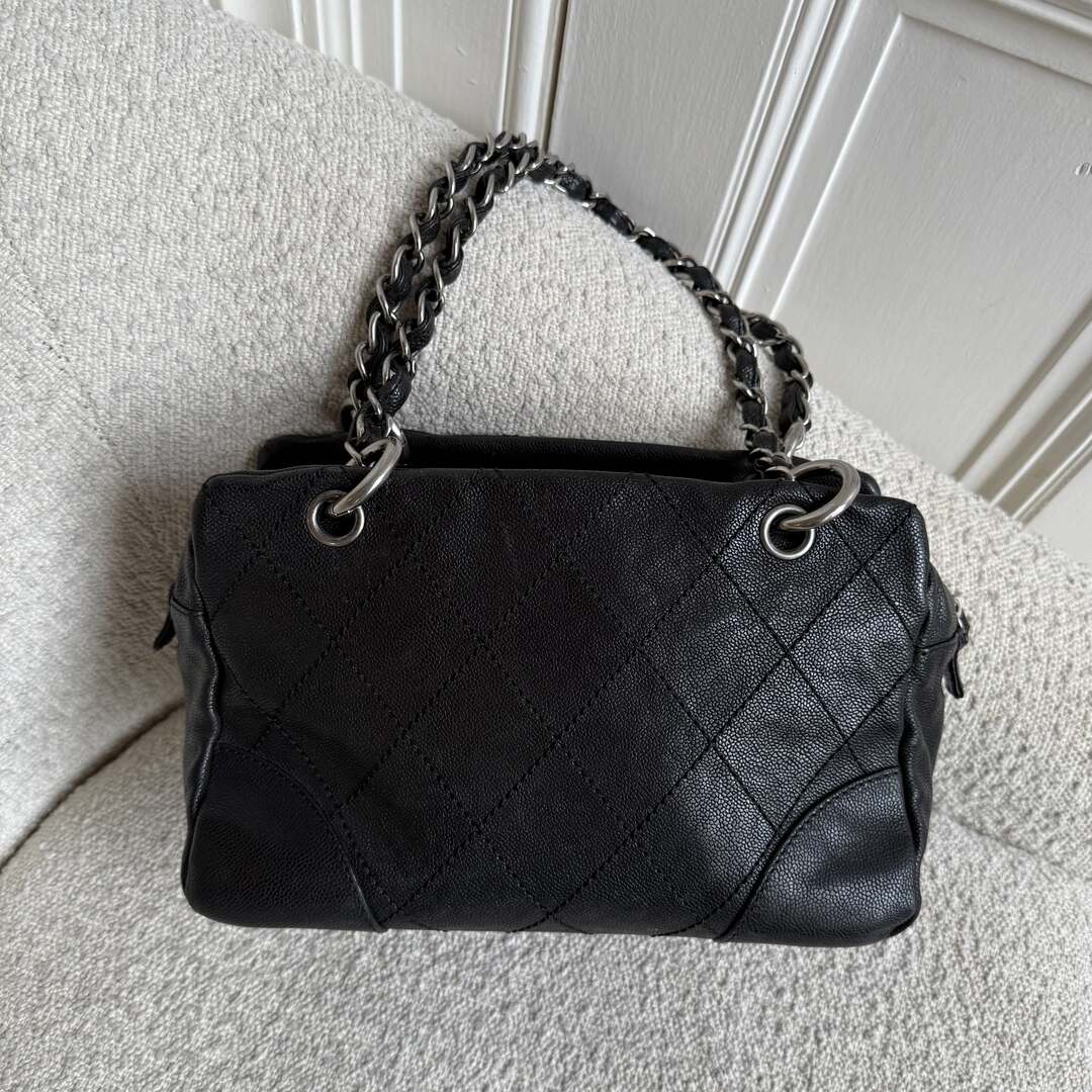 2005 Chanel CC Wild Stitch Black Leather Shoulder Bag