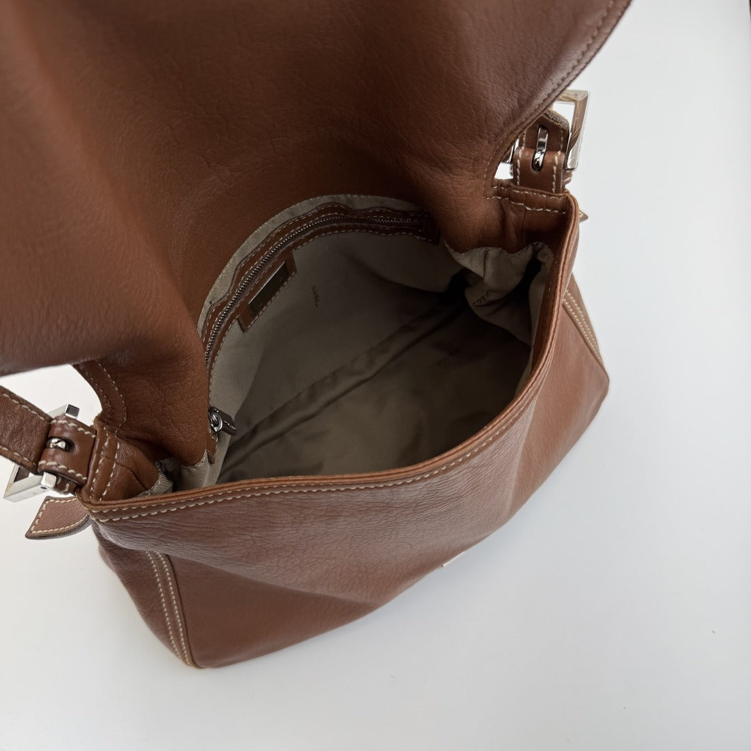 Fendi Mamma Baguette Brown Leather Shoulder Bag