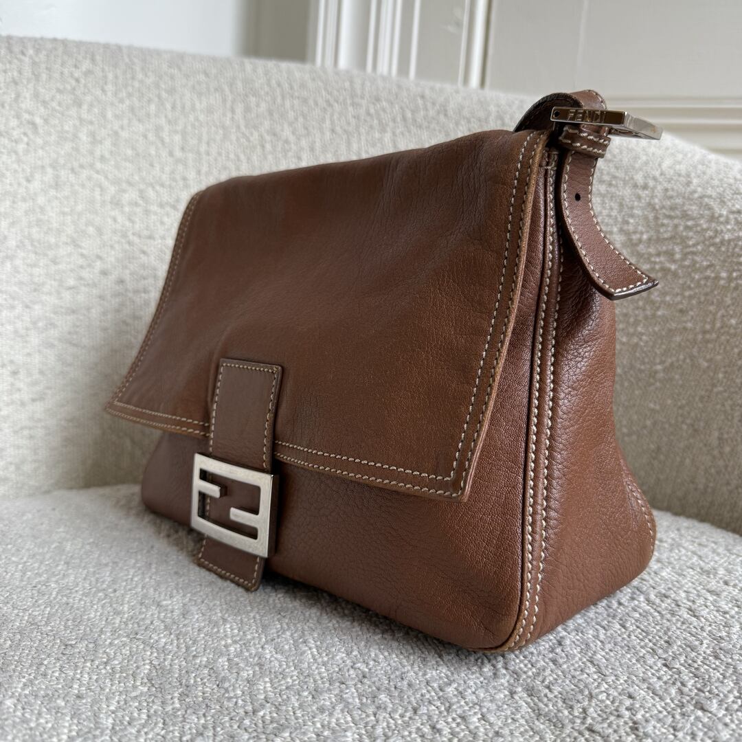 Fendi Mamma Baguette Brown Leather Shoulder Bag