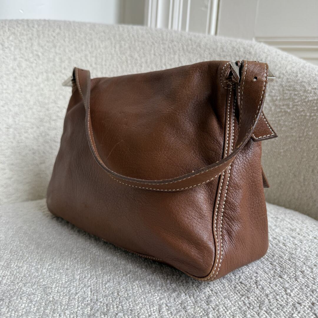 Fendi Mamma Baguette Brown Leather Shoulder Bag