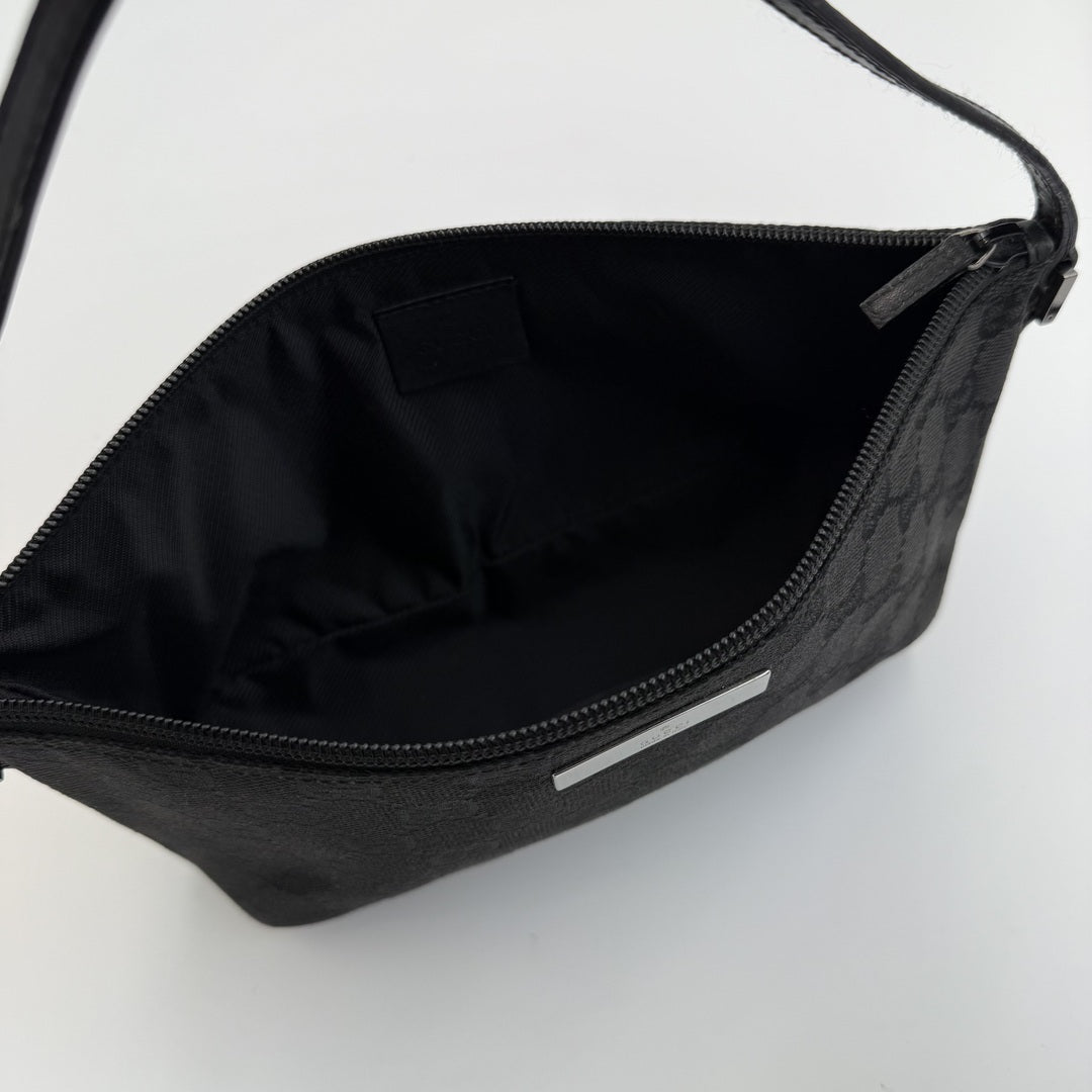 Gucci GG Monogram Black Boat Pochette Handbag