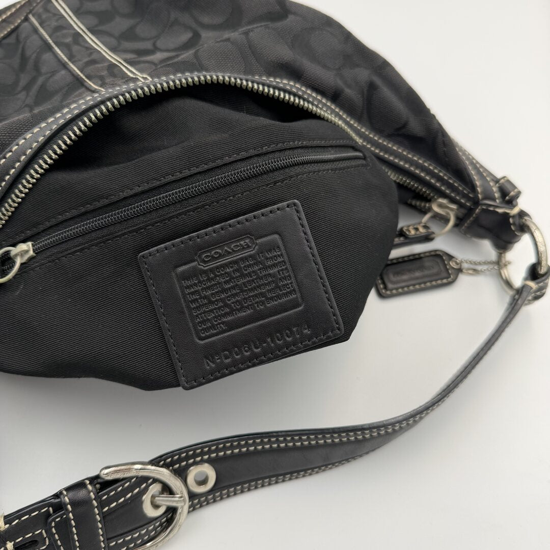 Coach Signature Black Croissant Shoulder Bag