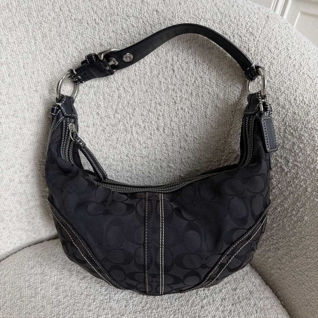 Coach Signature Black Croissant Shoulder Bag