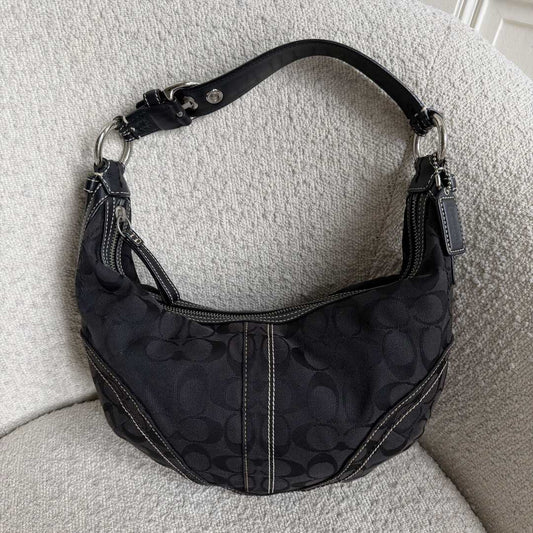 Coach Signature Black Croissant Shoulder Bag