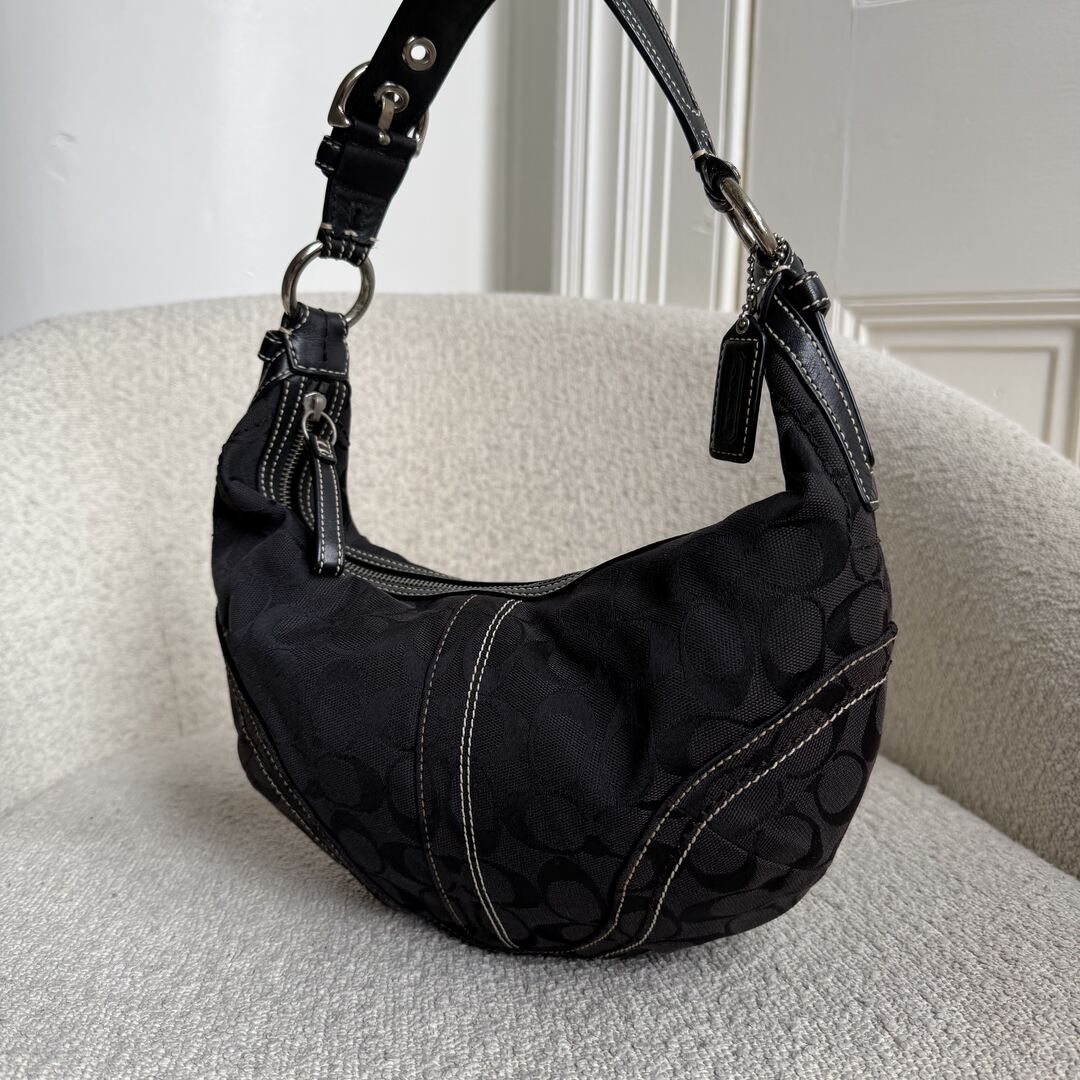 Coach Signature Black Croissant Shoulder Bag