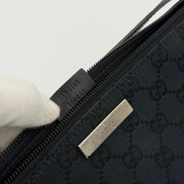 Gucci GG Monogram Black Boat Pochette Handbag