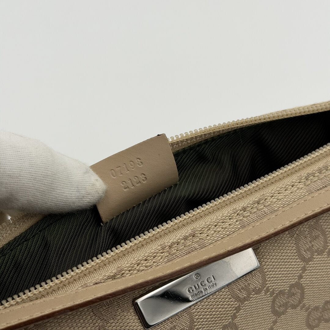 Gucci GG Monogram Beige Boat Pochette Handbag