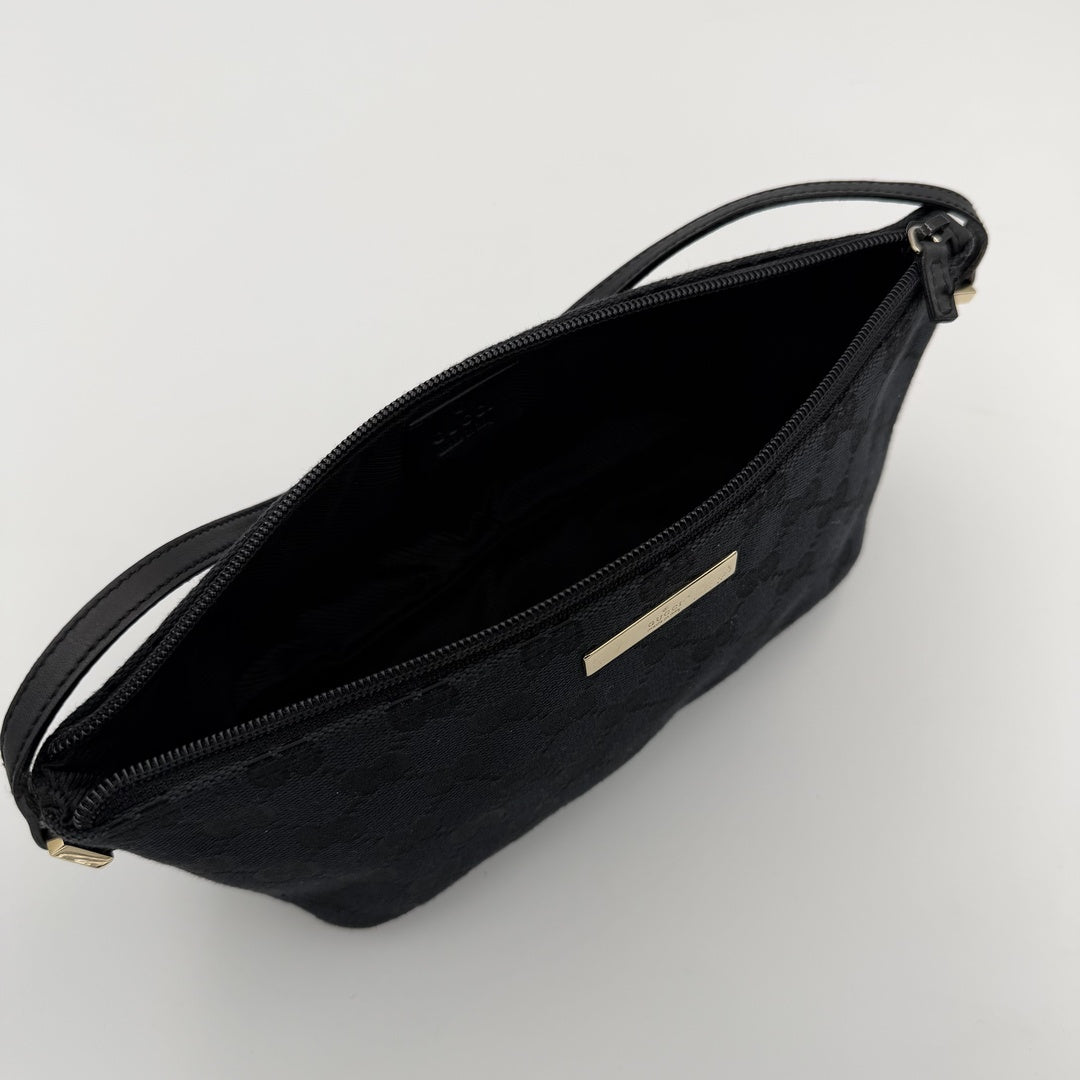 Gucci GG Monogram Black Boat Pochette Handbag