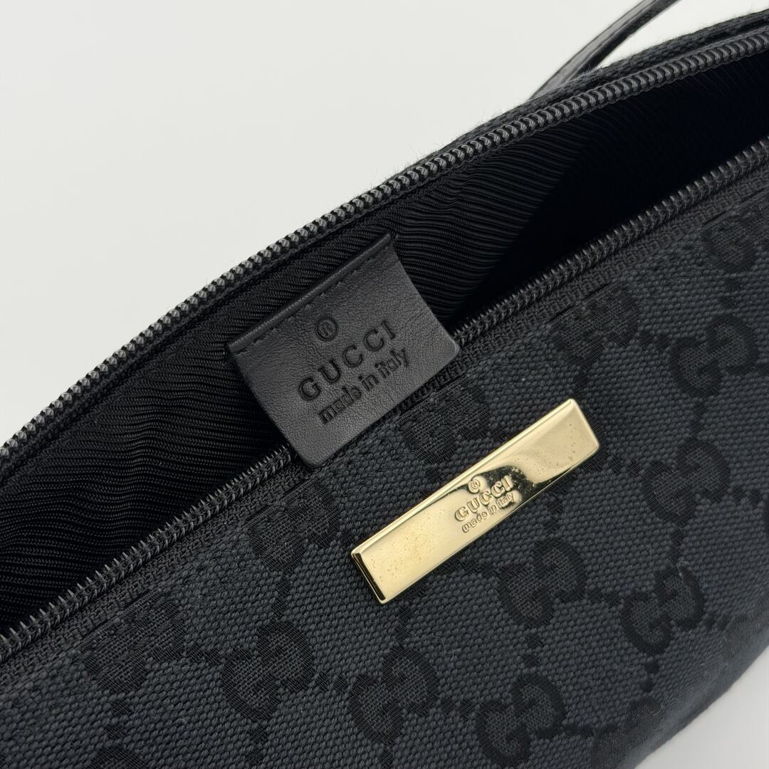 Gucci GG Monogram Black Boat Pochette Handbag