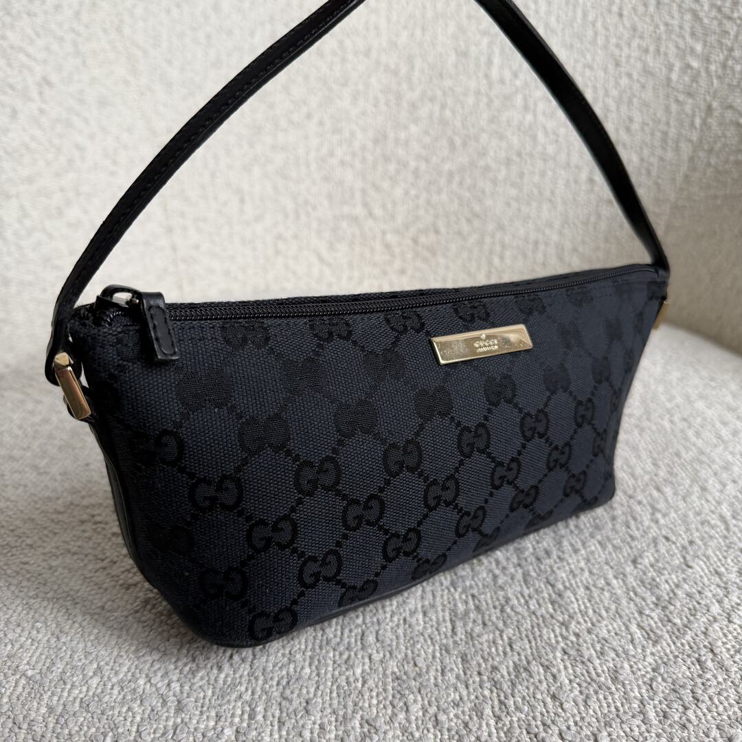 Gucci GG Monogram Black Boat Pochette Handbag