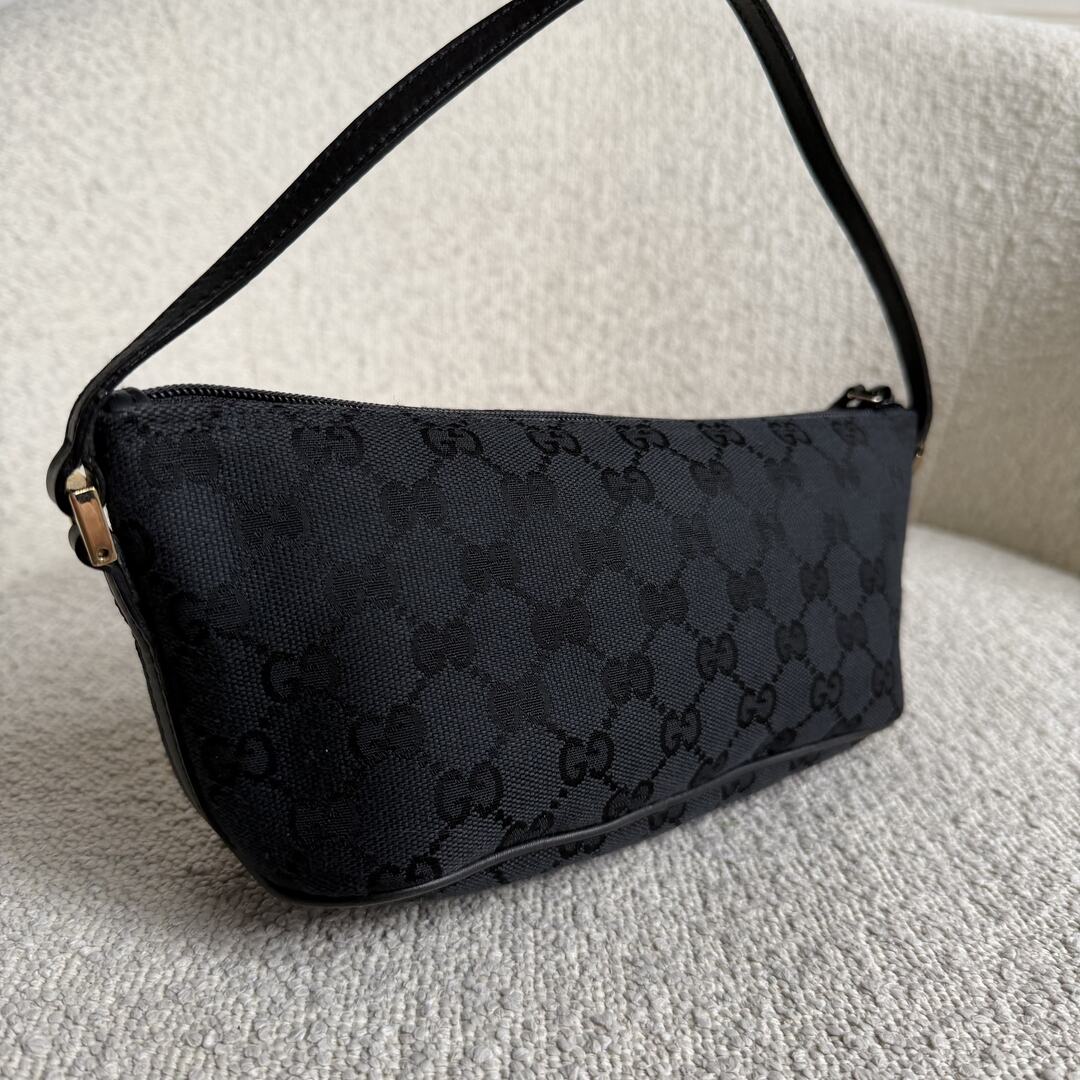 Gucci GG Monogram Black Boat Pochette Handbag
