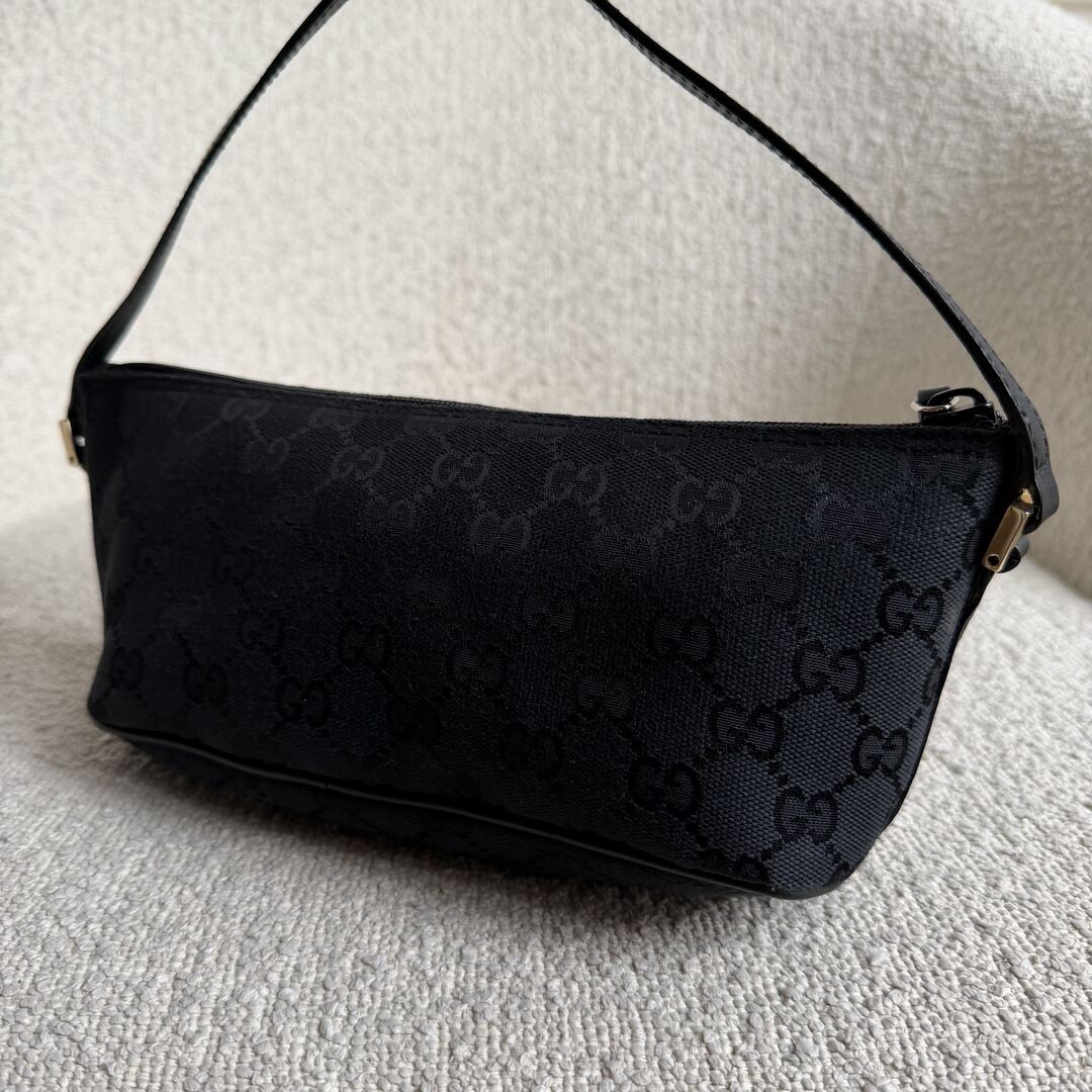 Gucci GG Monogram Black Boat Pochette Handbag
