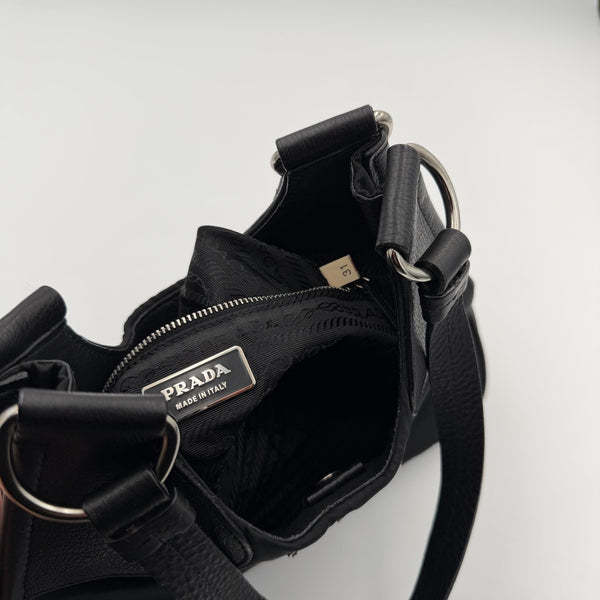 Prada Tessuto Hobo Nylon Black Shoulder Bag