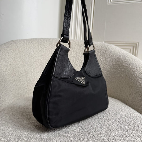 Prada Tessuto Hobo Nylon Black Shoulder Bag