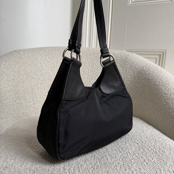 Prada Tessuto Hobo Nylon Black Shoulder Bag