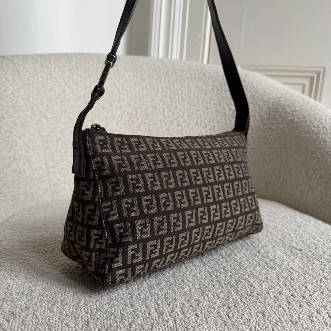Fendi Zucchino Brown Shoulder Bag