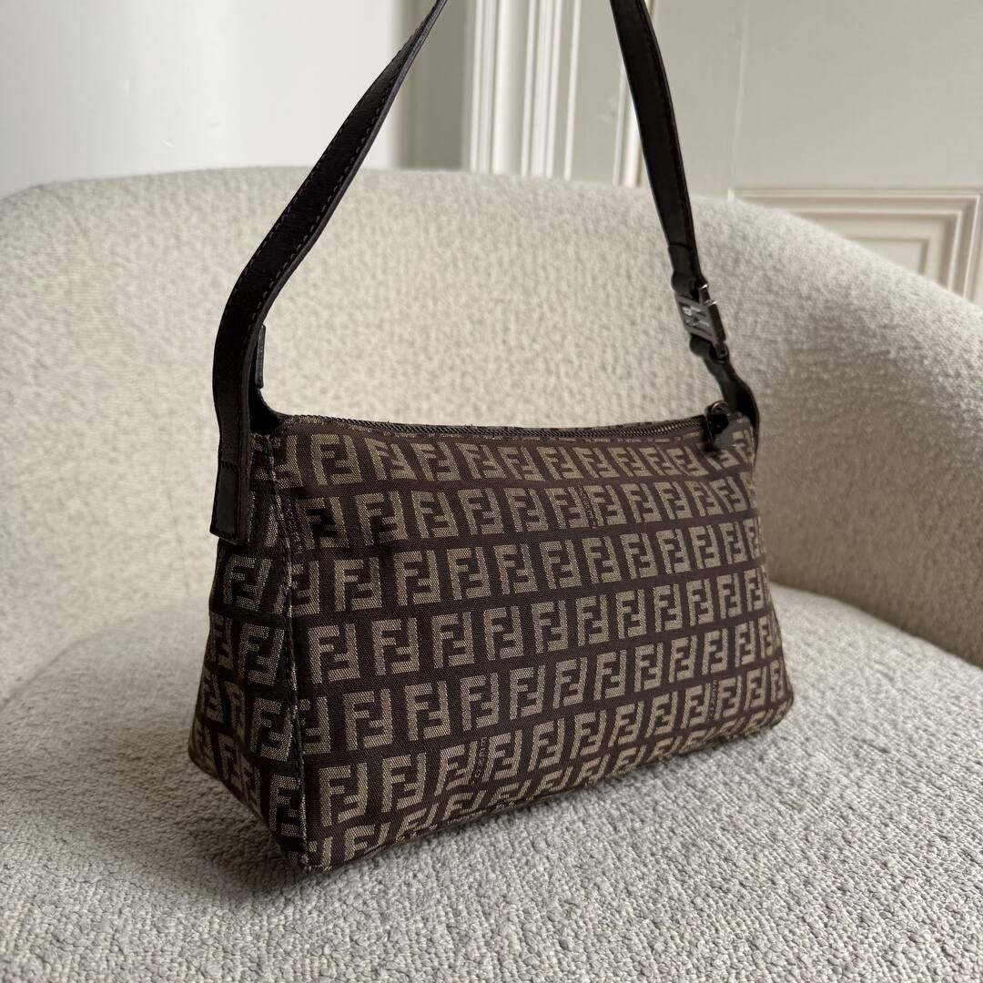 Fendi Zucchino Brown Shoulder Bag