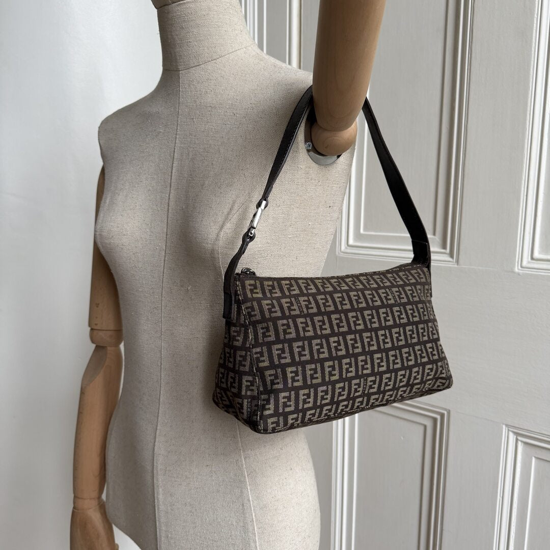Fendi Zucchino Brown Shoulder Bag