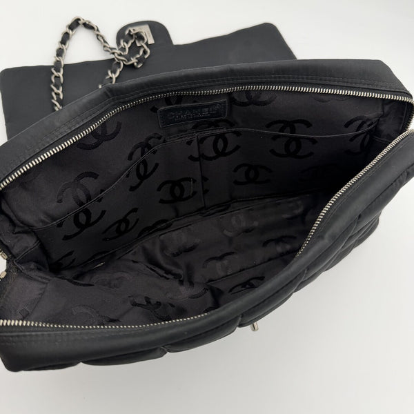 Chanel CC Chocolate Bar Nylon Black Flap Shoulder Bag