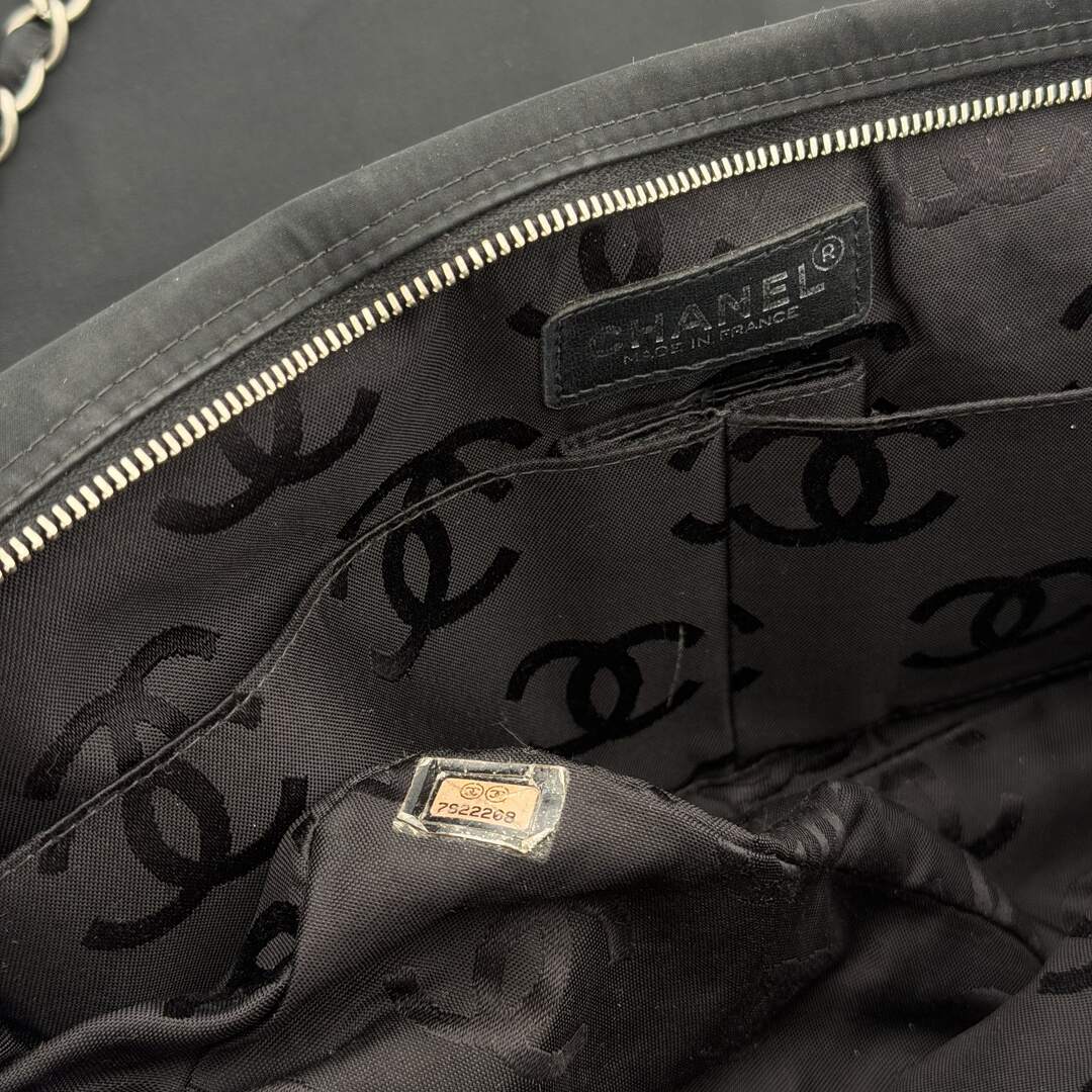 Chanel CC Chocolate Bar Nylon Black Flap Shoulder Bag