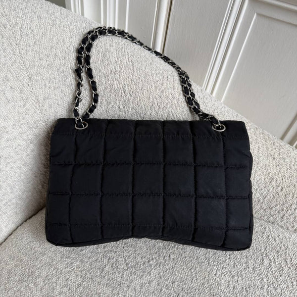 Chanel CC Chocolate Bar Nylon Black Flap Shoulder Bag