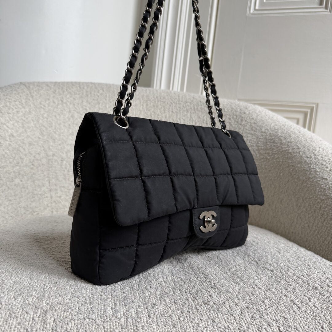Chanel CC Chocolate Bar Nylon Black Flap Shoulder Bag