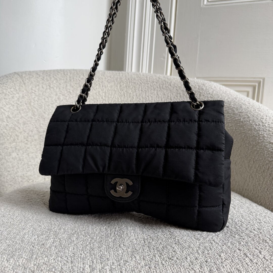 Chanel CC Chocolate Bar Nylon Black Flap Shoulder Bag