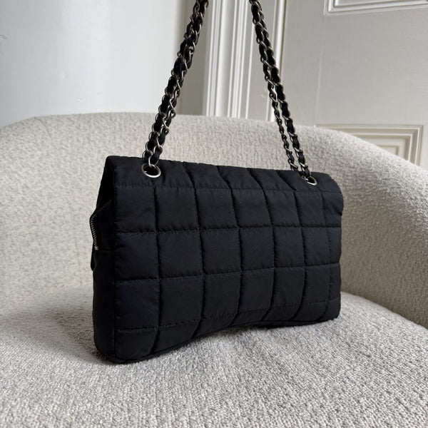 Chanel CC Chocolate Bar Nylon Black Flap Shoulder Bag