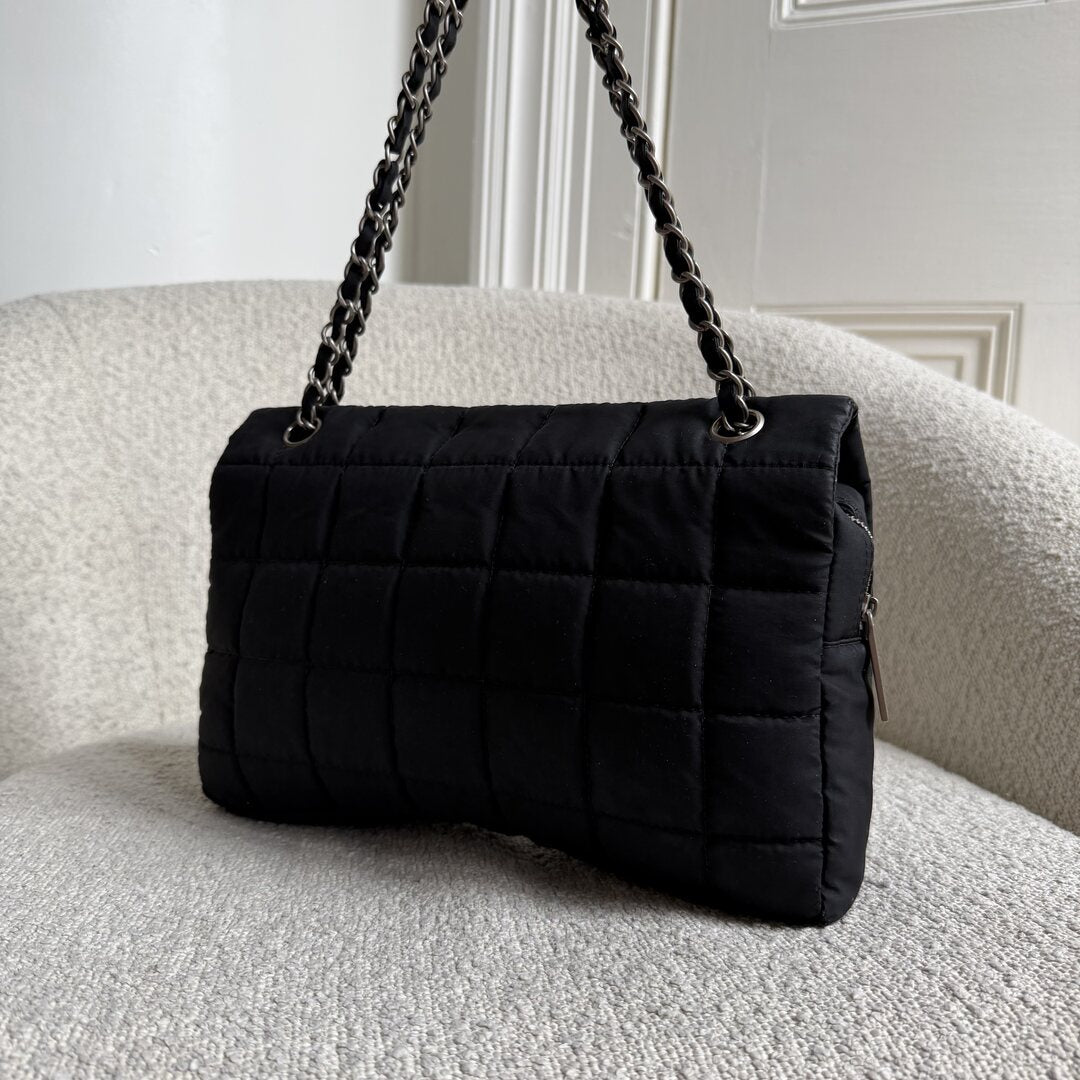 Chanel CC Chocolate Bar Nylon Black Flap Shoulder Bag
