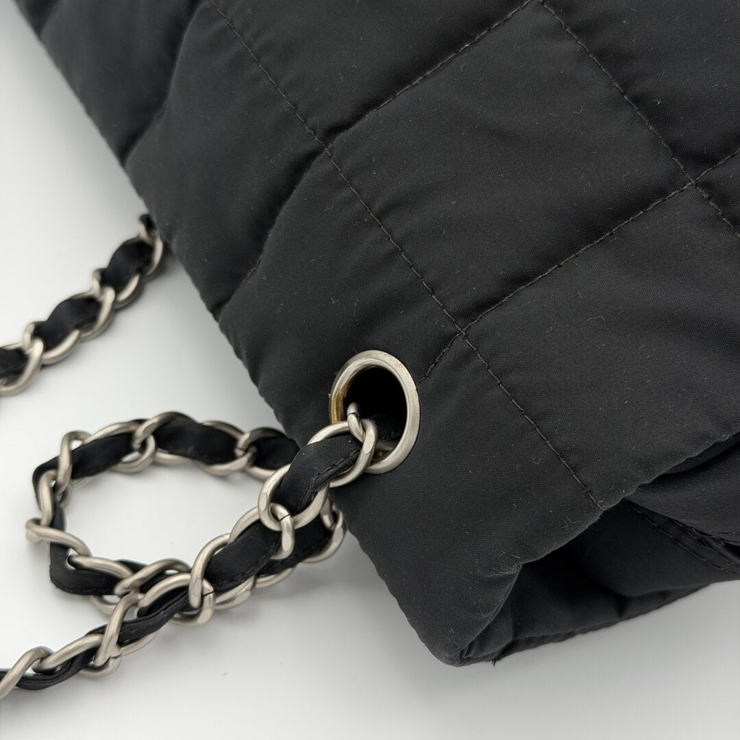 Chanel CC Chocolate Bar Nylon Black Flap Shoulder Bag