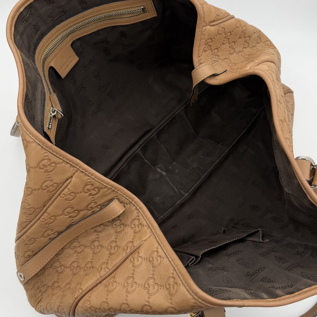 Gucci Guccissima Twins Leather Caramel Brown Tote Bag