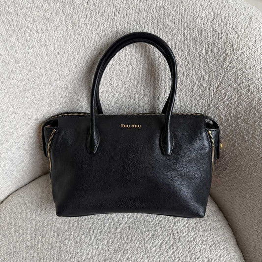 Miu Miu Madras Leather Black Handbag