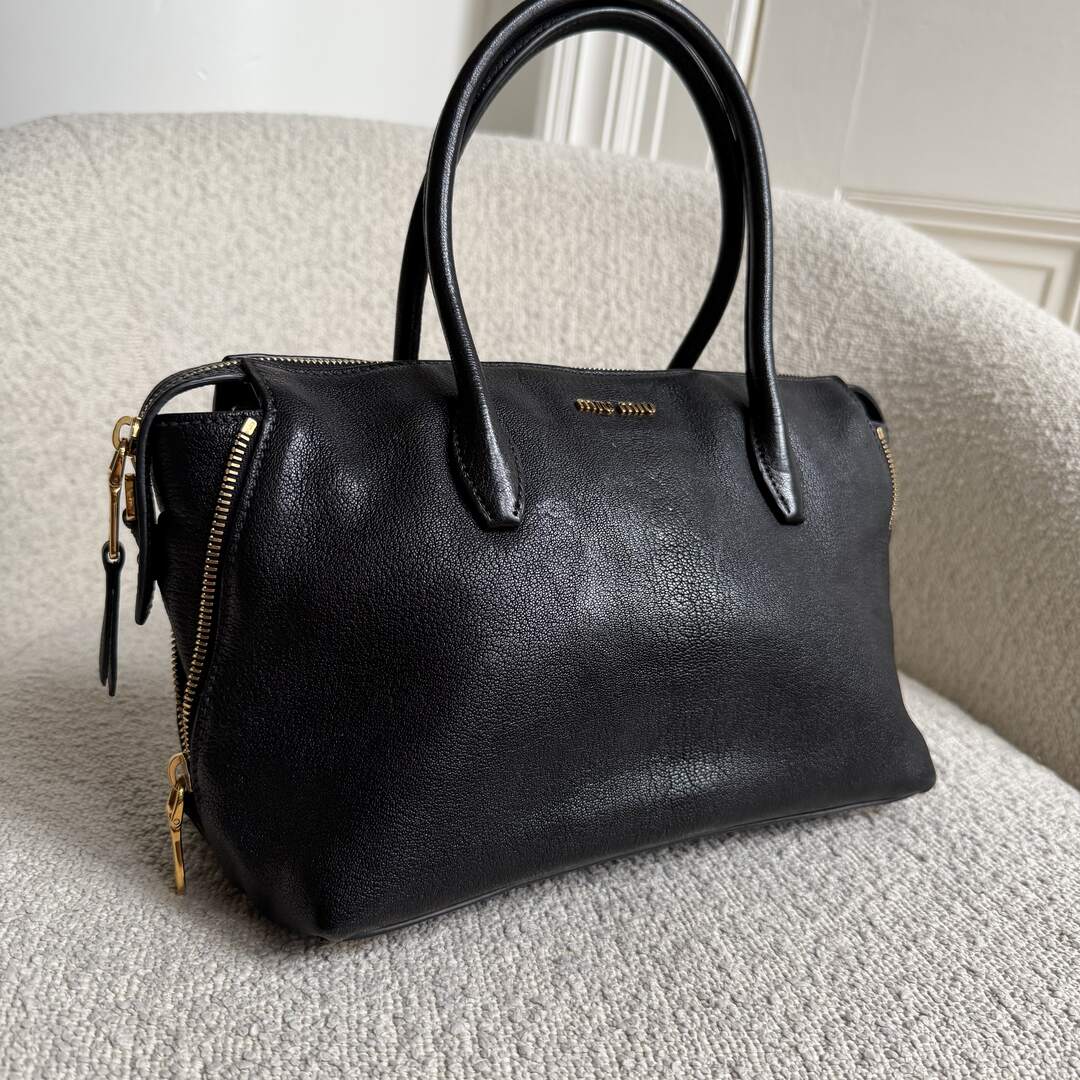 Miu Miu Madras Leather Black Handbag