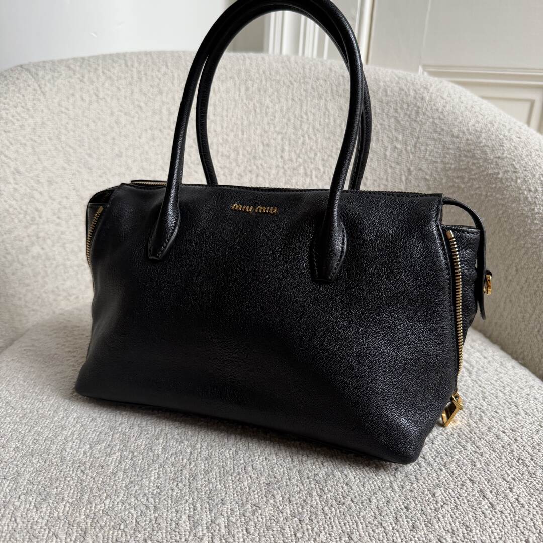 Miu Miu Madras Leather Black Handbag