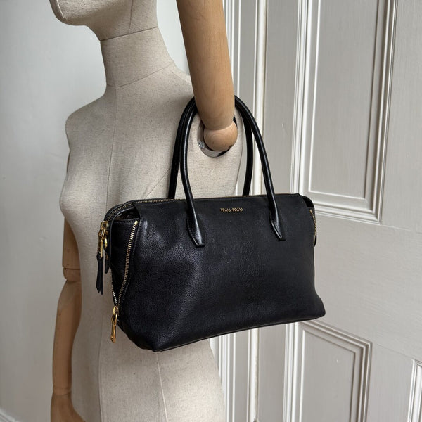 Miu Miu Madras Leather Black Handbag
