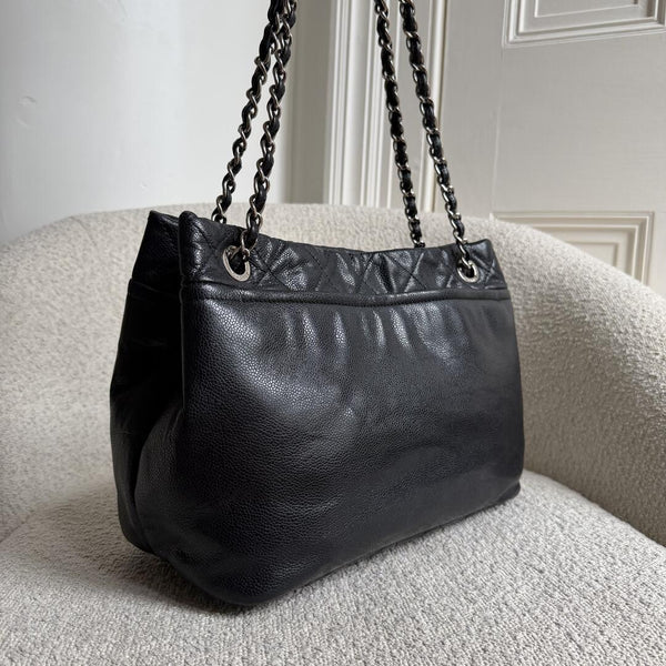 2010 Chanel CC Timeless Caviar Soft Shopper Black Tote Bag