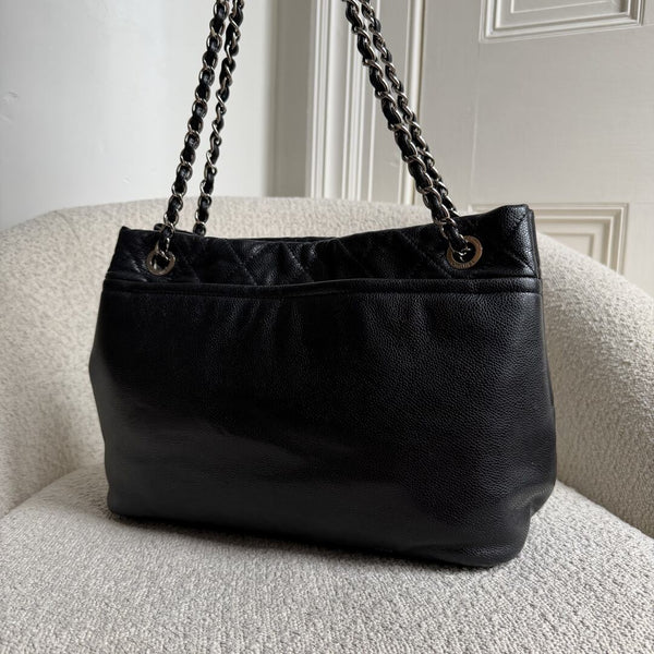 2010 Chanel CC Timeless Caviar Soft Shopper Black Tote Bag