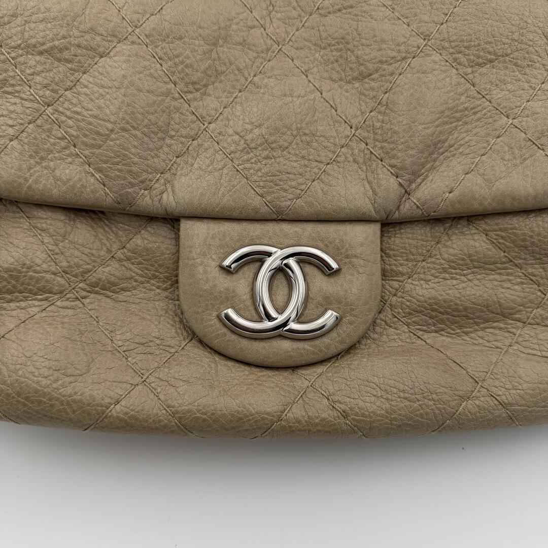 2010 Chanel On the Road Flap Beige Shoulder Bag