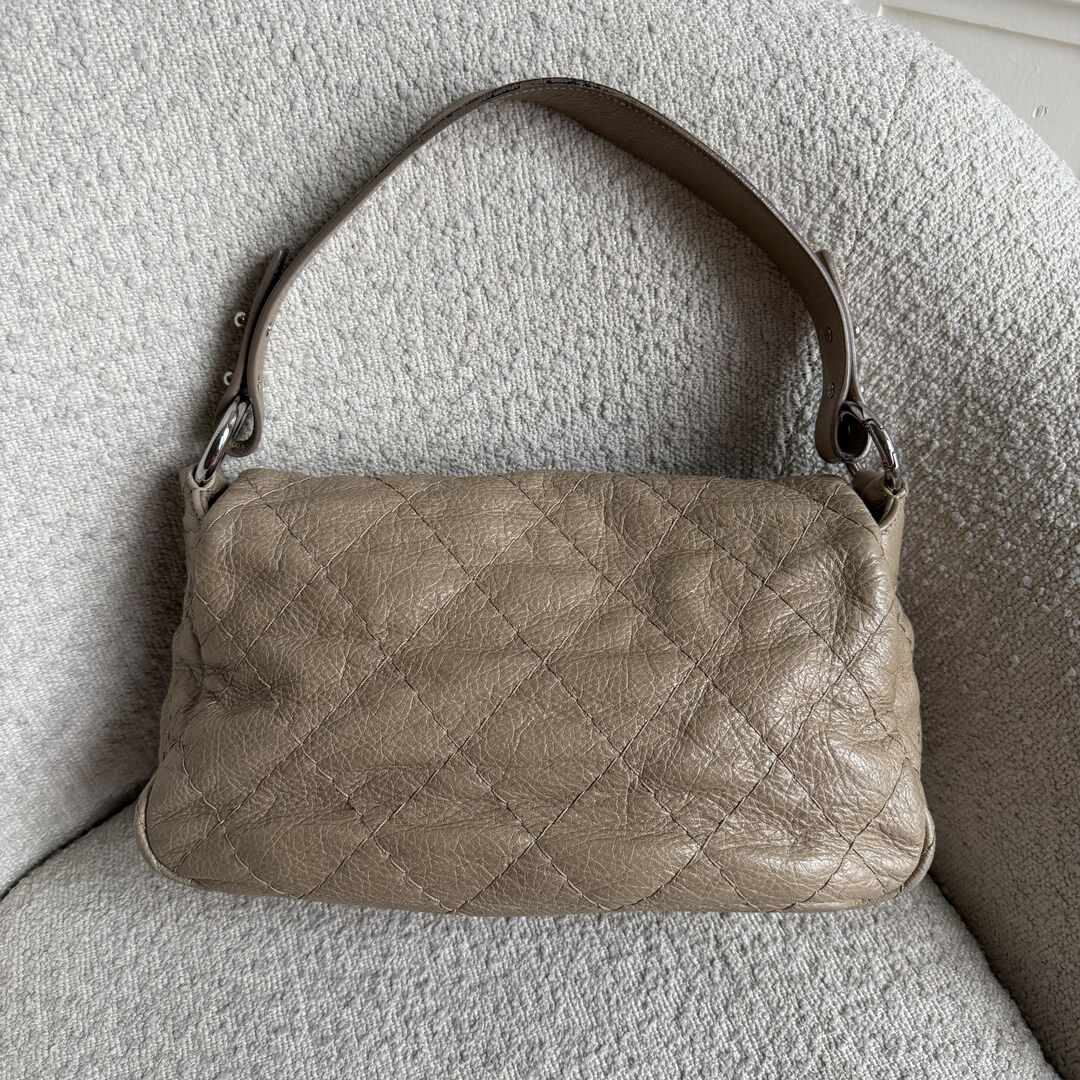 2010 Chanel On the Road Flap Beige Shoulder Bag