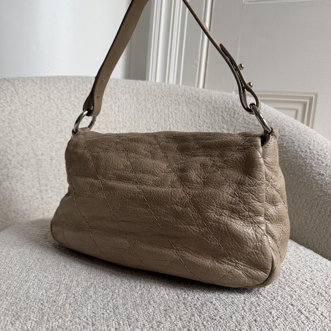 2010 Chanel On the Road Flap Beige Shoulder Bag