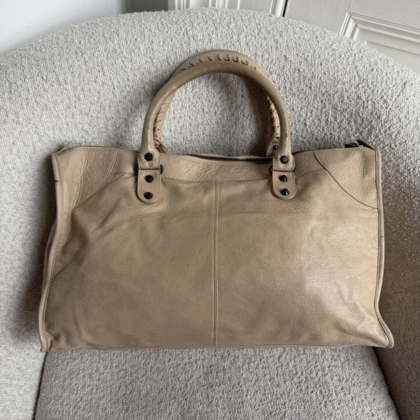 2010 Balenciaga Classic The Work Leather Beige Shoulder Bag