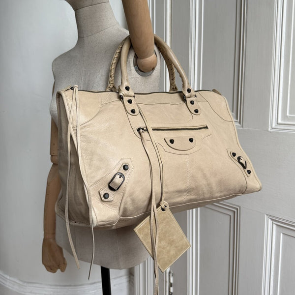 2010 Balenciaga Classic The Work Leather Beige Shoulder Bag