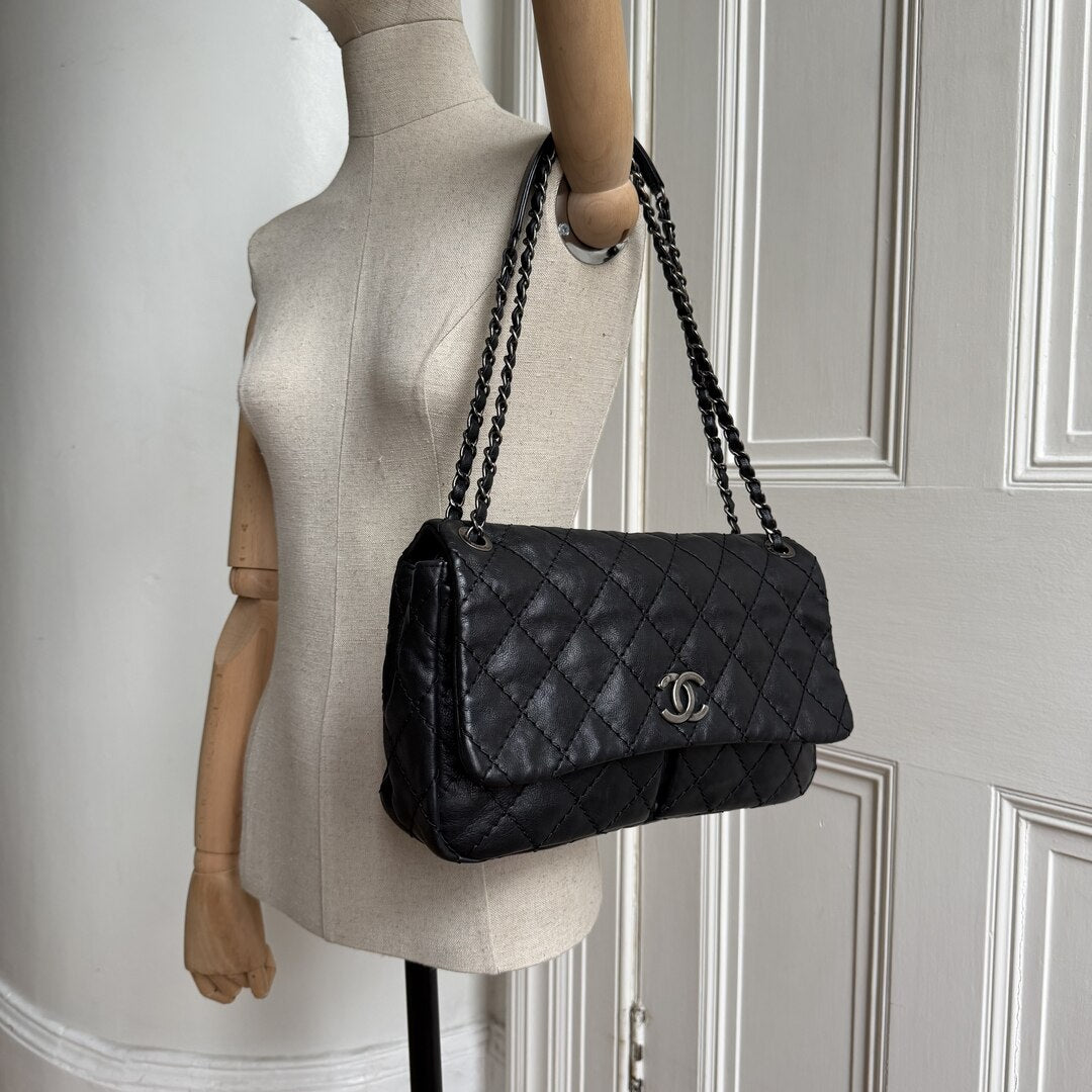 2013 Chanel CC Matelasse Wild Stitch Chain Black Shoulder Bag