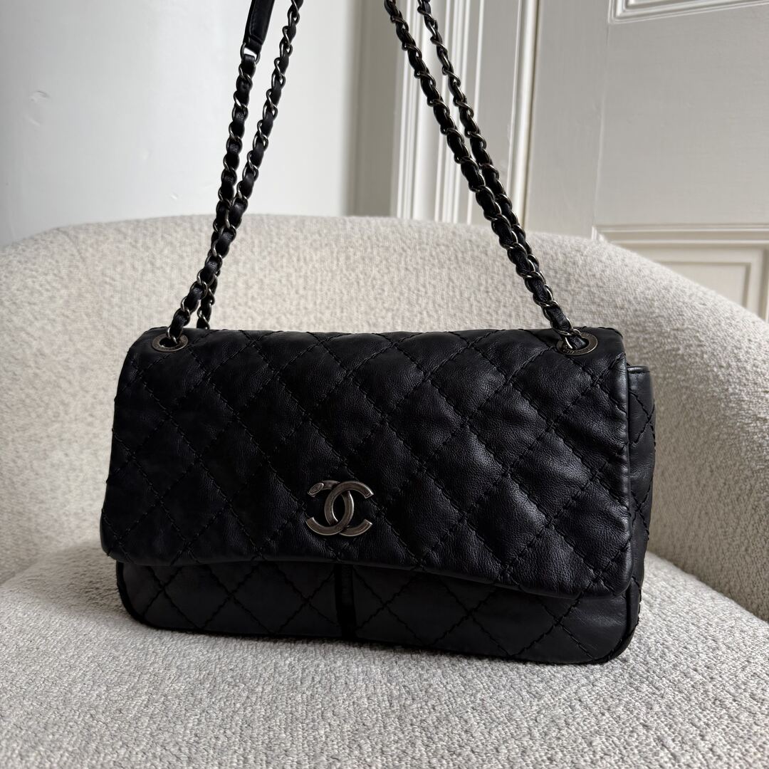 2013 Chanel CC Matelasse Wild Stitch Chain Black Shoulder Bag